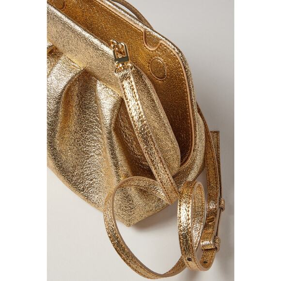 THEMOIRé Gold Leather Magnetic Button Closure Crossbody Clutch Purse Handbag - Picture 14 of 14